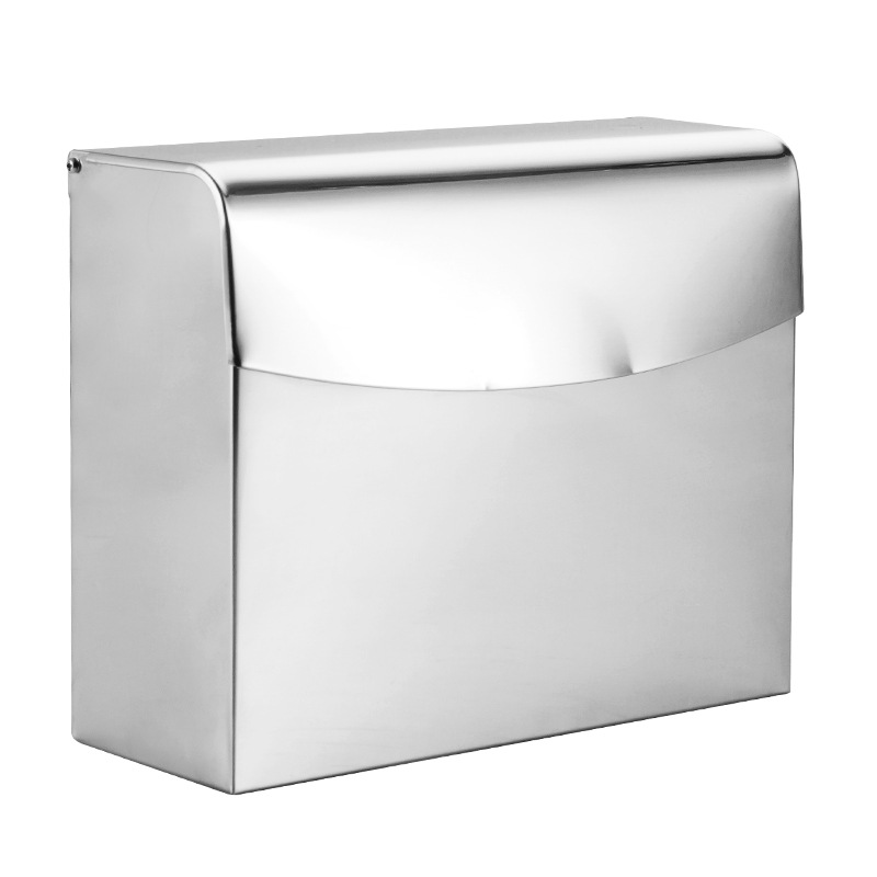Stainless Steel Hand Paper Box Hotel Bathroom Public Toilet Tissue Box Punch-free Wall Waterproof Toilet Paper Box