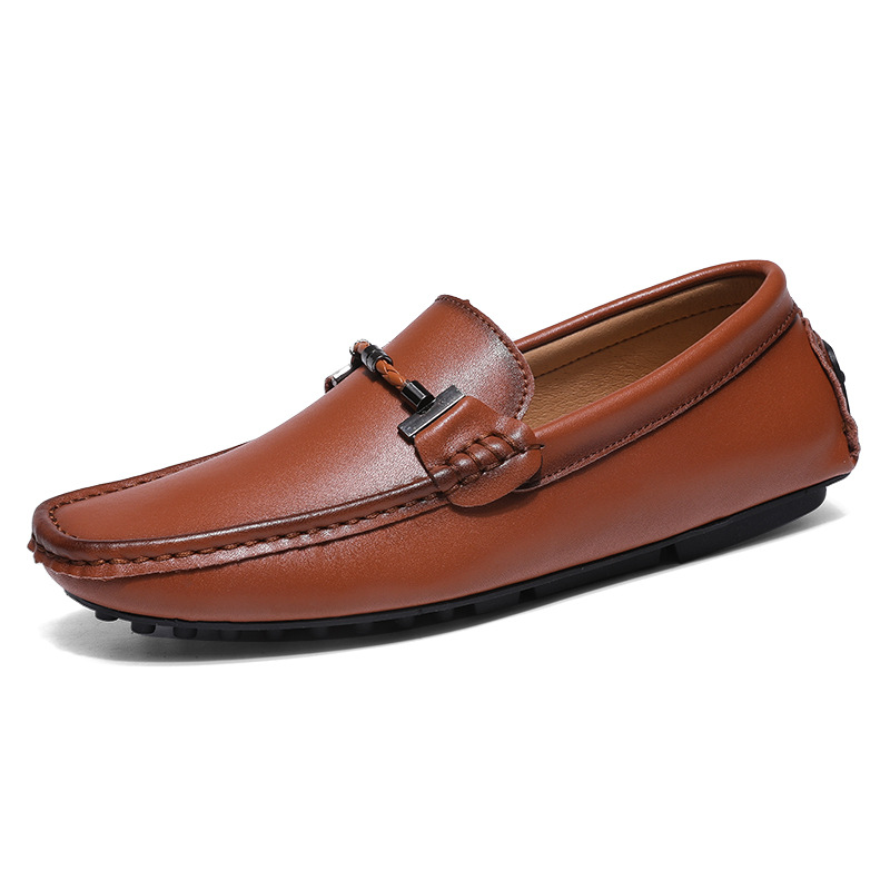 Spring and Summer New Men's Cross-border plus size Shoes British Fashion Metal Buckle Convenient Leg Casual Loafers