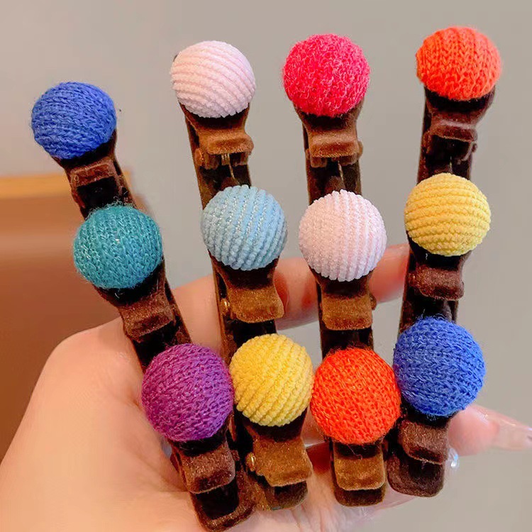 Solid Color Flocking Internet Red Hairpin All-match Bangs Side Clip Braided Hair Duckbill Clip Hairpin Headwear Internet Red Broken Hairpin