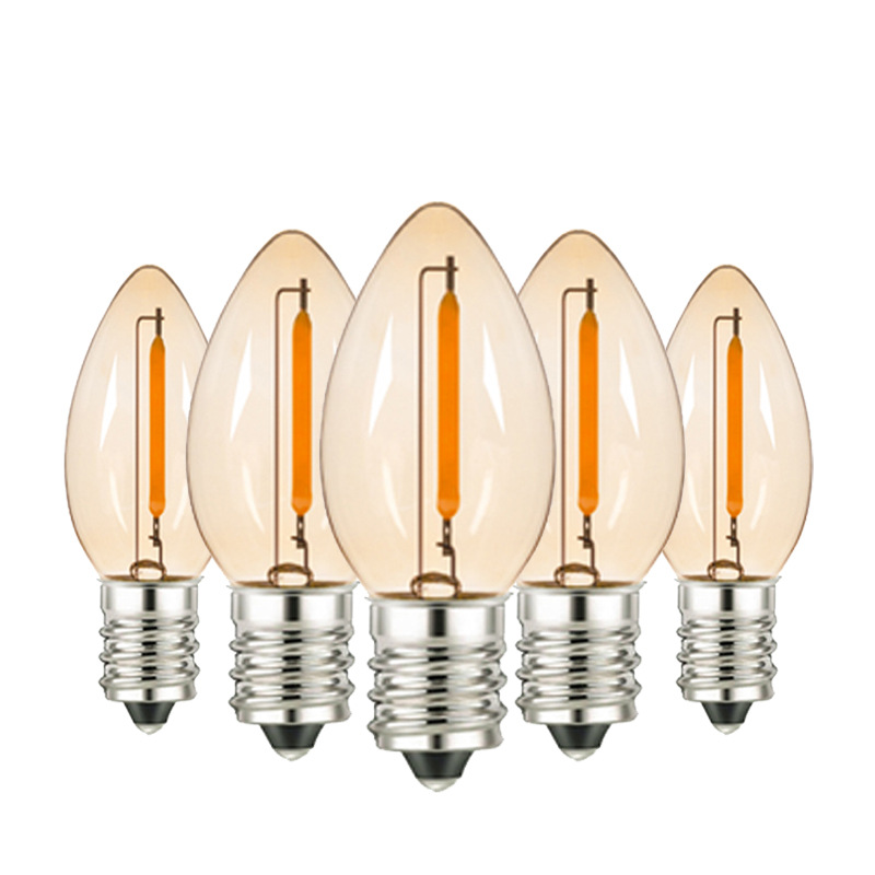 C7 sharp bubble Edison filament lamp E12E14 screw glass candle bulb refrigerator lamp warm light decorative lamp light source