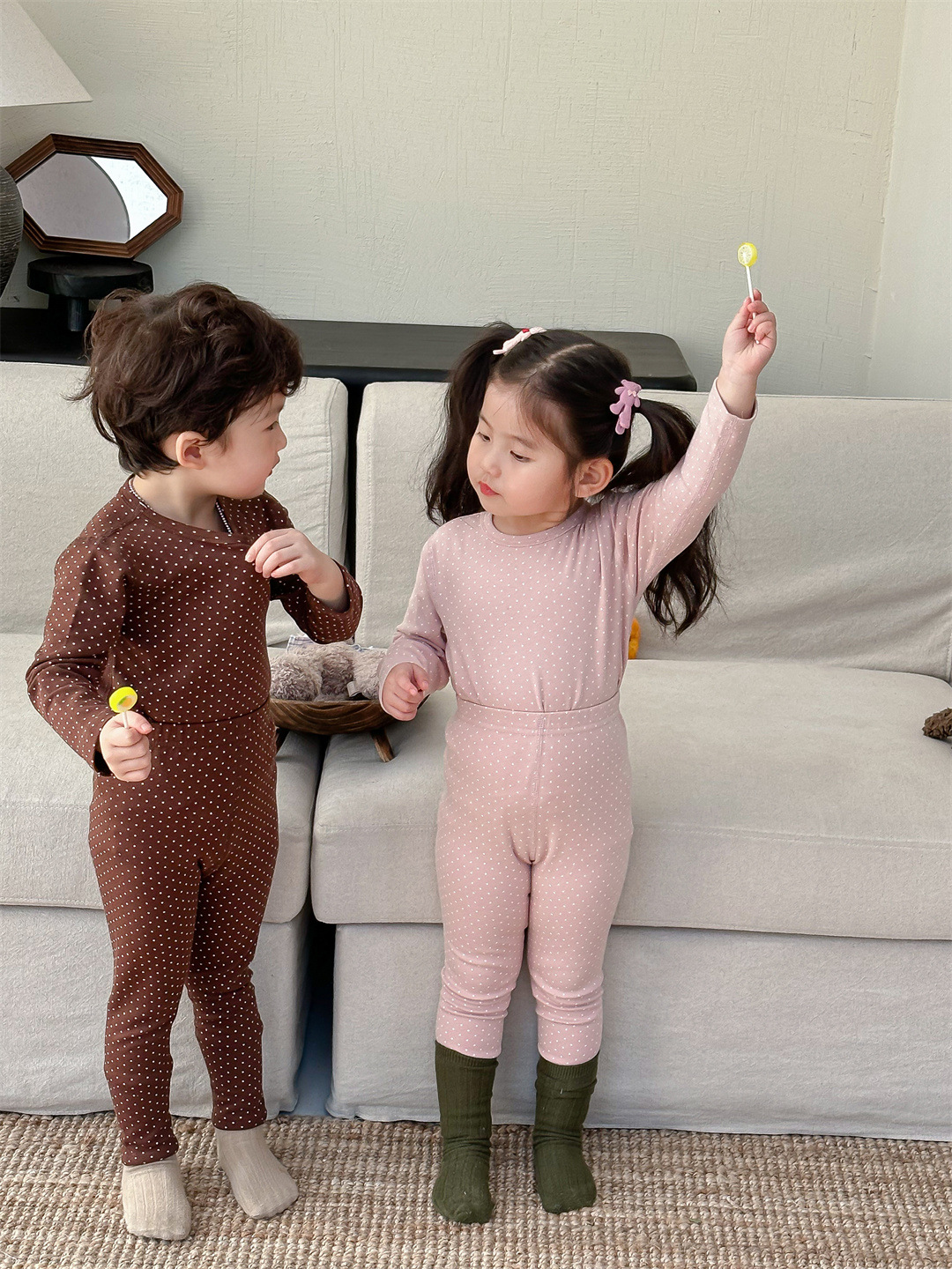 23 children's boneless class A pure cotton pajamas suit children's autumn clothes long pants boys and girls home wear autumn and winter New