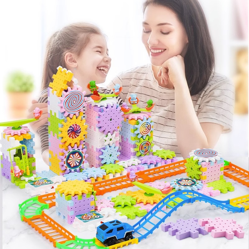 Electric DIY science and education variety building blocks mechanical gear linkage children's educational early education assembling particle building blocks toys