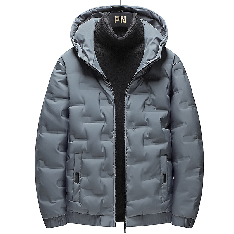 2022 Winter Men's Down Cotton Hooded Jacket White Duck Down Casual All-match Fashionable Top Solid Color Thickened Clothes