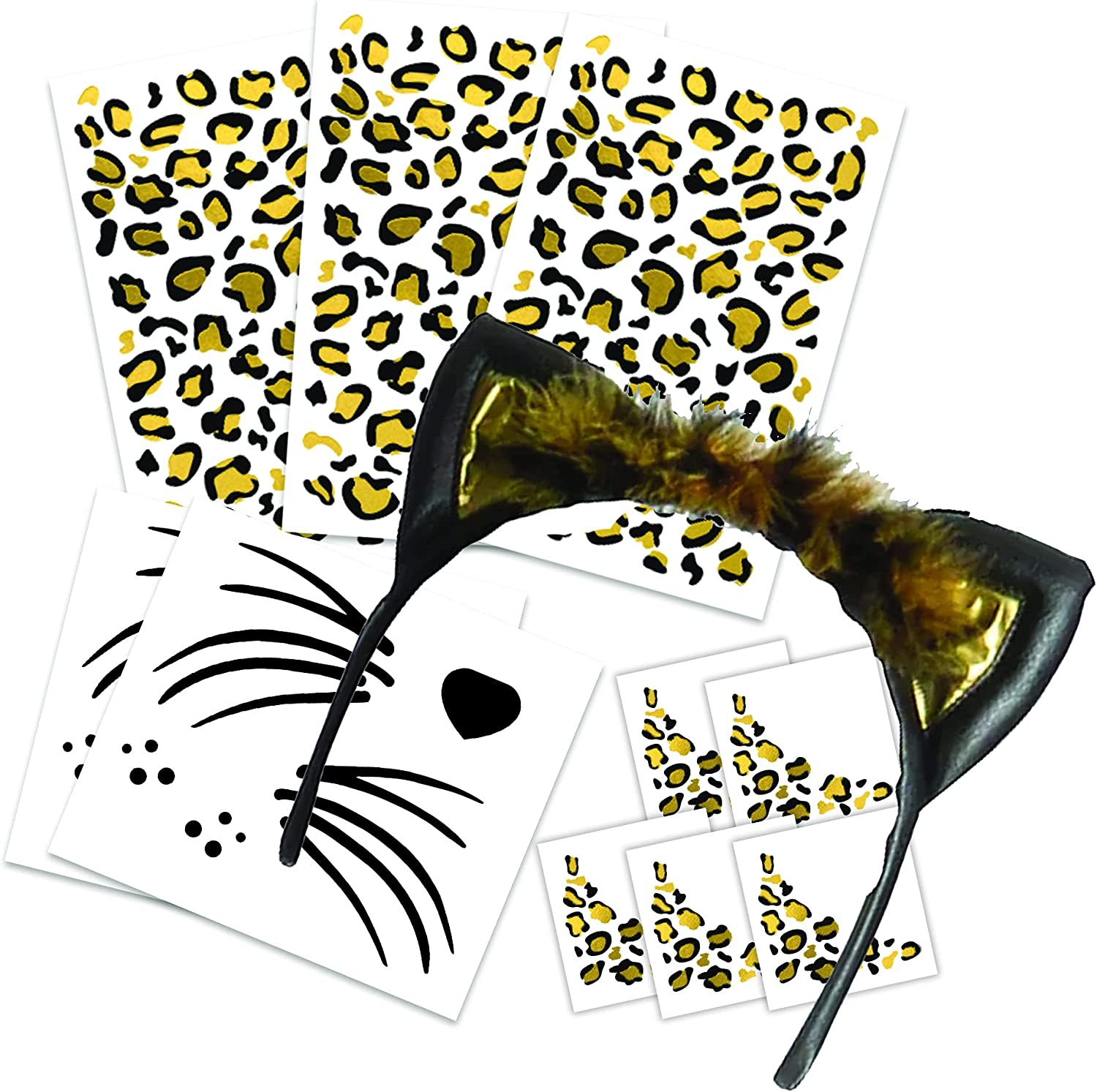 Cross-border source gold bronzing leopard print temporary tattoo stickers women's Halloween party face tattoo stickers