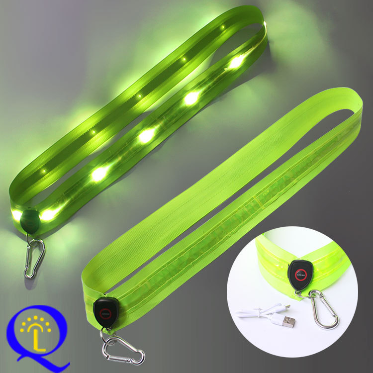 In stock fluorescent green LED shoulder strap graduation ceremony dance entertainment welcome USB rechargeable led luminous crossbody belt