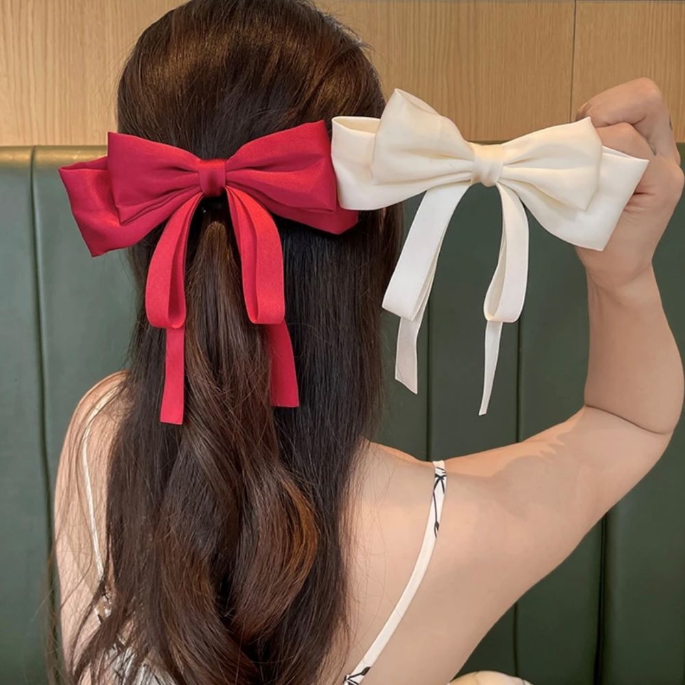 Grande fiocco nastro forcina orizzontale clip copricapo temperamento accessori per capelli alto senso indietro testa superiore clip molla clip all'ingrosso_voghion.com