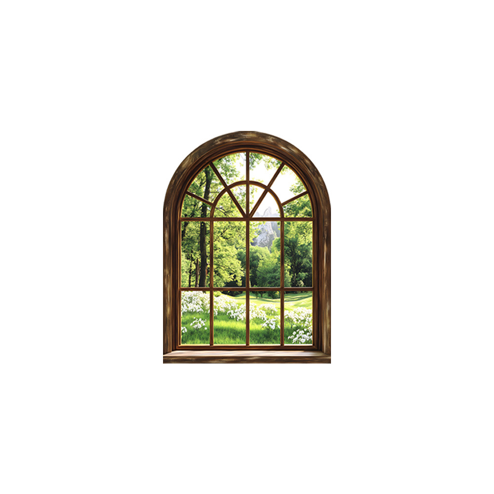 Innovative retro fake window green plant bedroom living room porch dormitory home wall decoration stickers self-adhesive wholesale cross-border