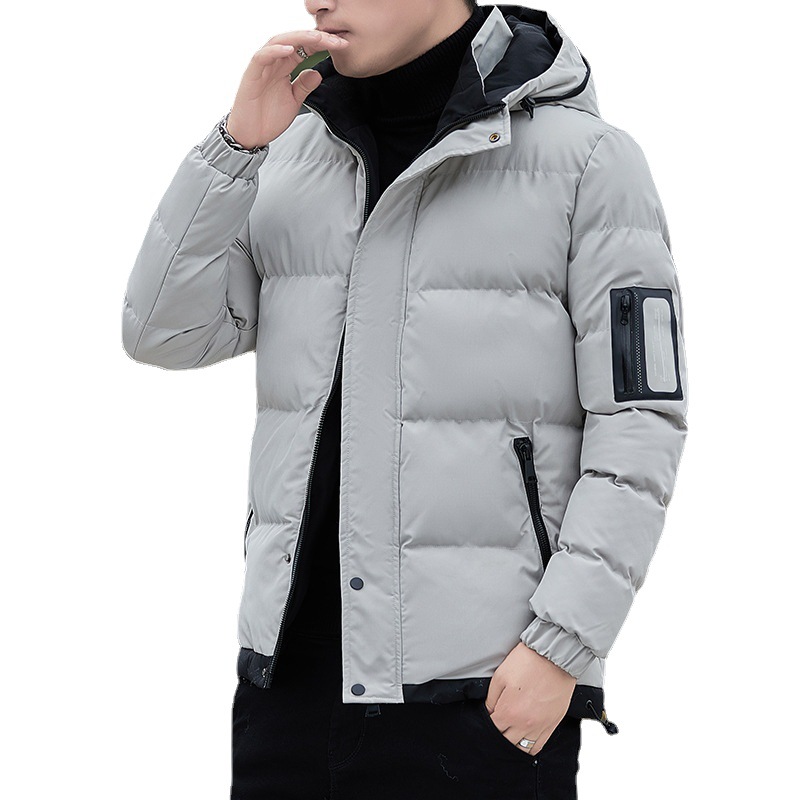 Men's cotton-padded jacket 2021 winter new leisure youth loose long hooded feather cotton-padded jacket men's wholesale