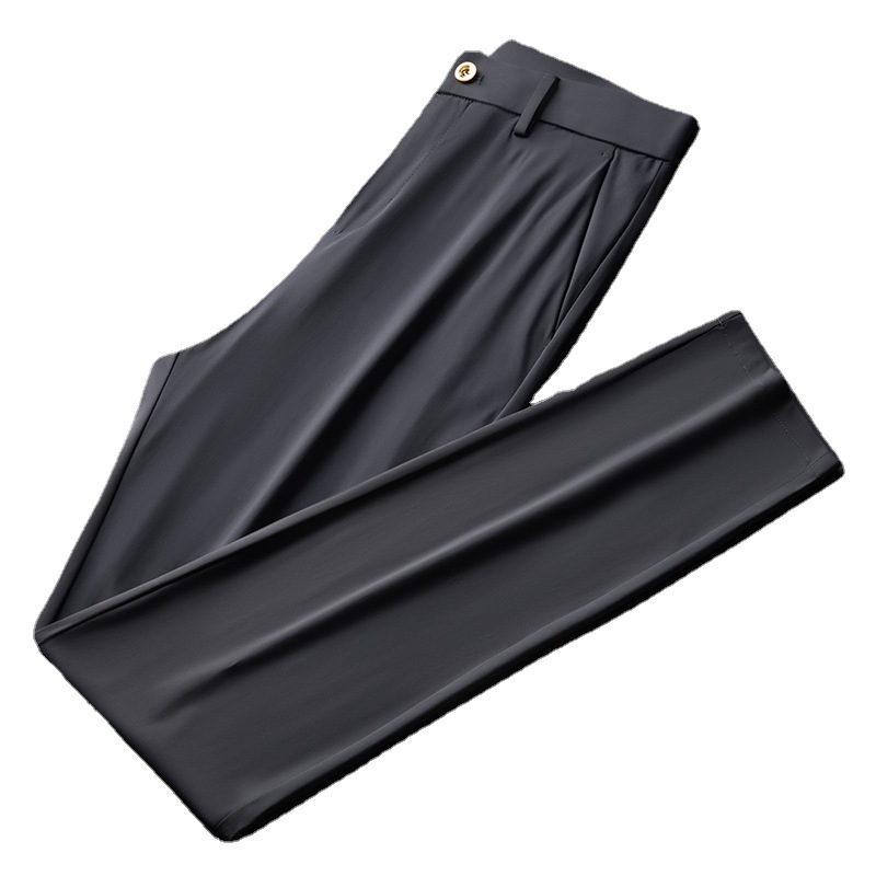 Four-proof Ice Silk Pants Men's Summer Ultra-thin and Smooth High-elastic Hangting All-match Non-iron Business Straight Long Pants Men's