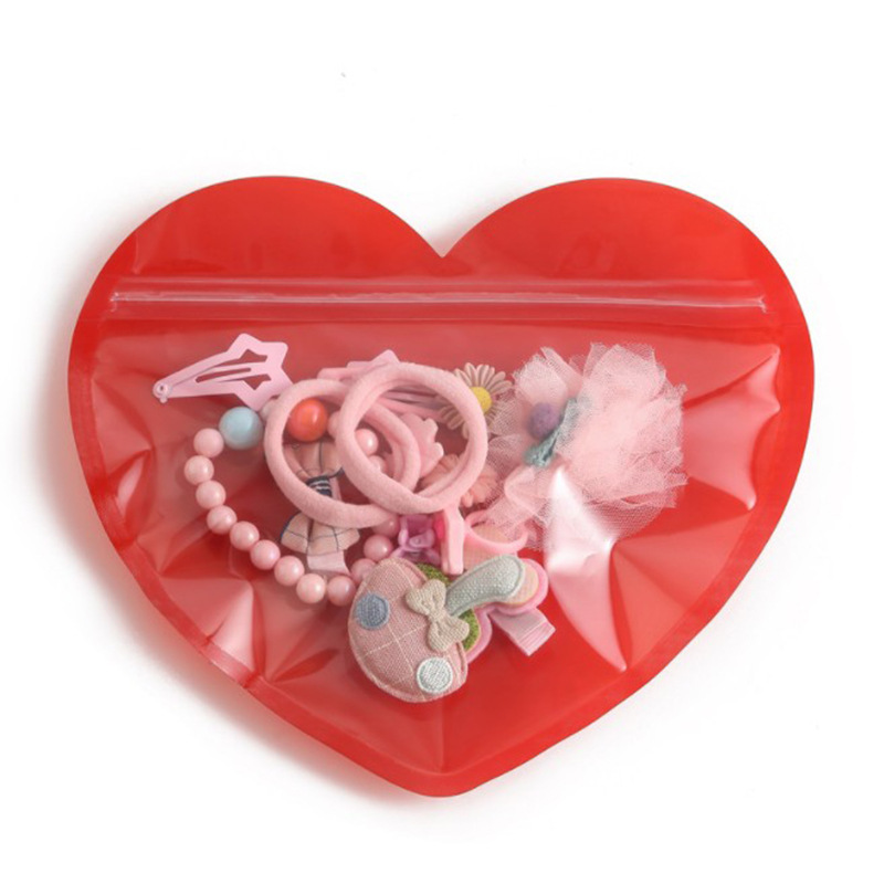 Heart-shaped Jewelry Self-sealing Bag Small Gift Bag Love Heart Sealed Valentine's Day Candy Food Packaging