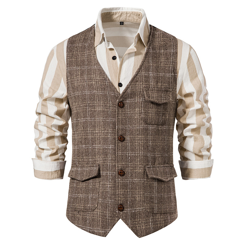 Vintage Men's Suit Vest Tweed Ami Khaji British Plus Size Vest M75