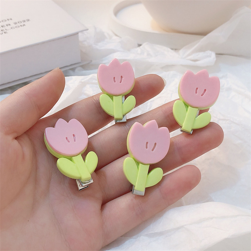 可愛鬱金香花朵髮夾少女風百搭劉海夾mini小號碎髮夾子發卡髮飾品