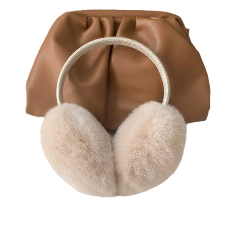 Double-sided Rex Rabbit Mao Mao Ear Cover Korean Style Cute Plush Ear Cover Color Retractable Ear Bag Winter Warm Ear Movers