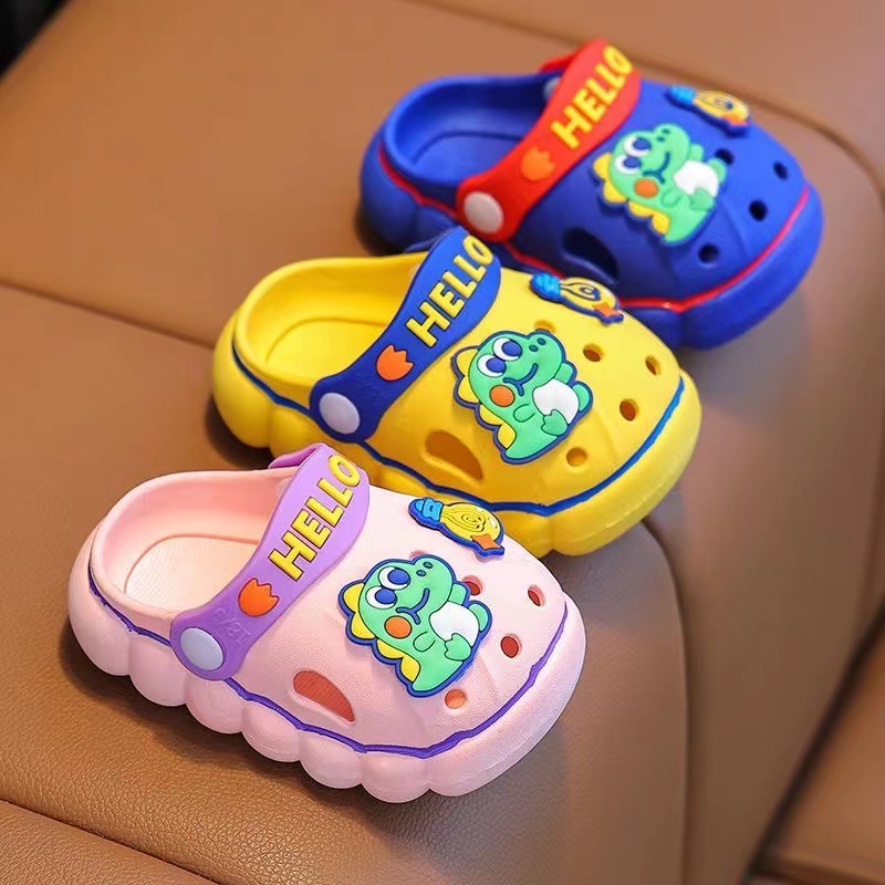 Children's Slippers Boys' Girls' Baby Non-slip Soft-soled Sandals Small and Middle-aged Children's Sandals Dinosaur Cartoon Hole Shoes