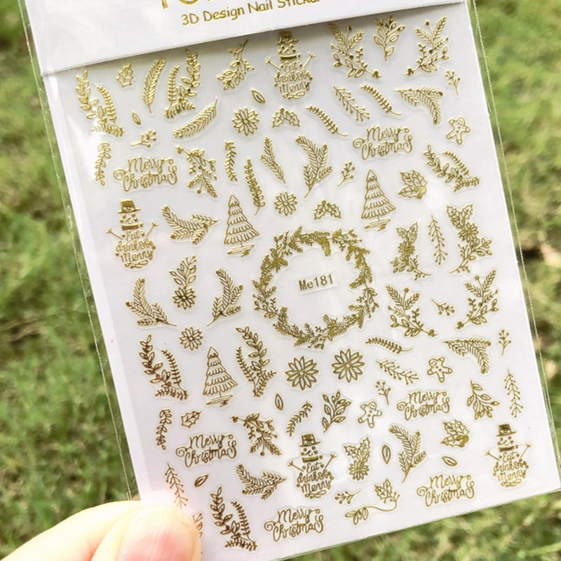 Snowflake nail stickers winter Christmas manicure new golden snowflake nail stickers Me180-197 gold