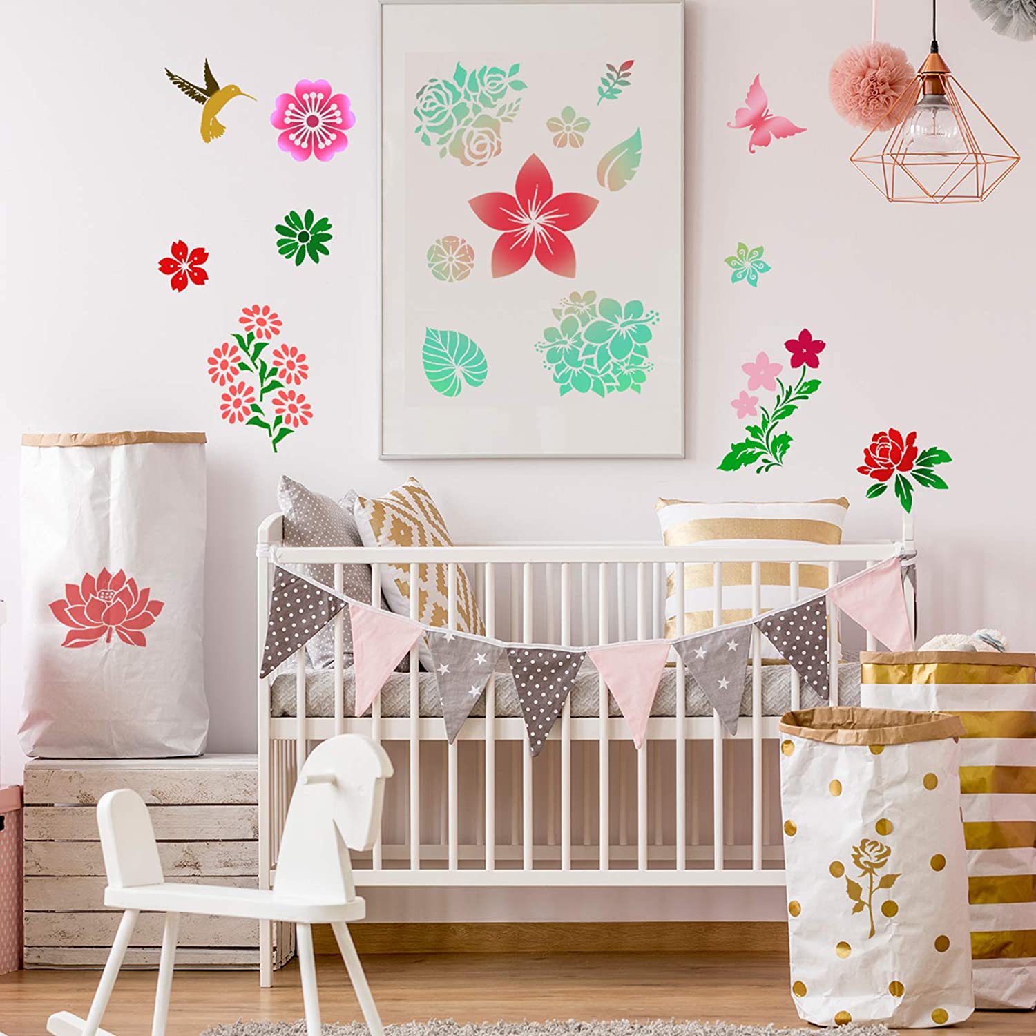 Cross-border support small batch wholesale Amazon hot selling DIY flower plant new suit hollow painting Template