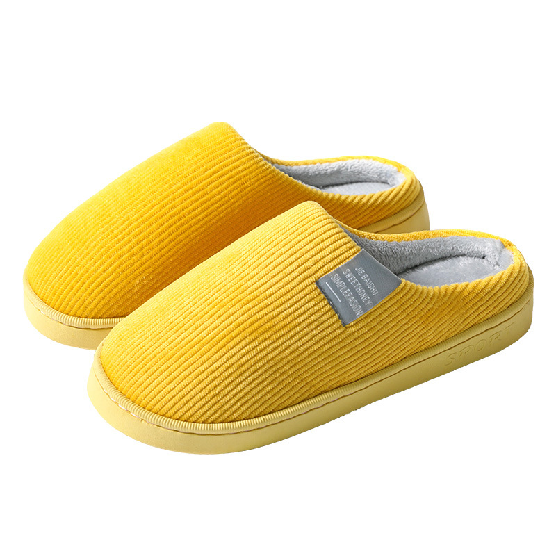 Cixi Uno New Cotton Slippers Thickened Couple Corduroy Side Label Non-slip Home Shoes Japanese-Korean Men's Wooden Shoes