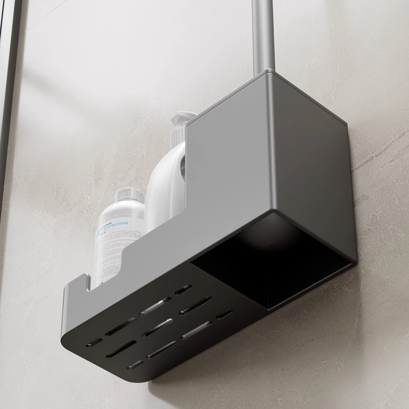 Toilet toilet brush space aluminum no dead angle toilet washing artifact brush wall hanging punch-free household cleaning suit