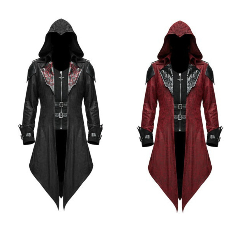 外貿精品歐美中世紀Cosplay服萬聖節復古拼接外套哥特刺客