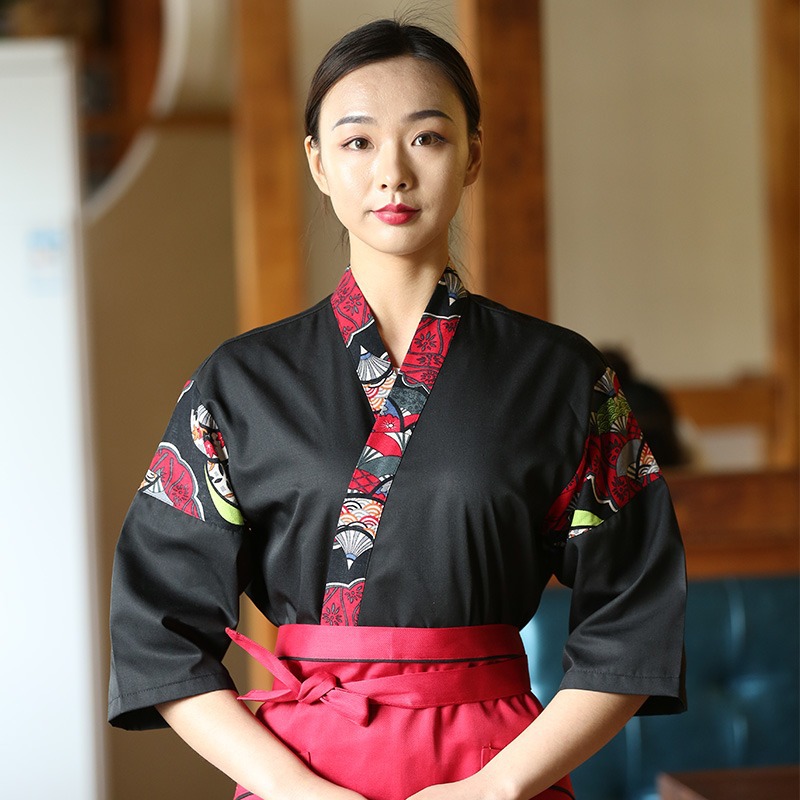 Japanese style clothing sushi kimono Japanese and Korean work clothing chef clothing restaurant waiter embroidery men and women