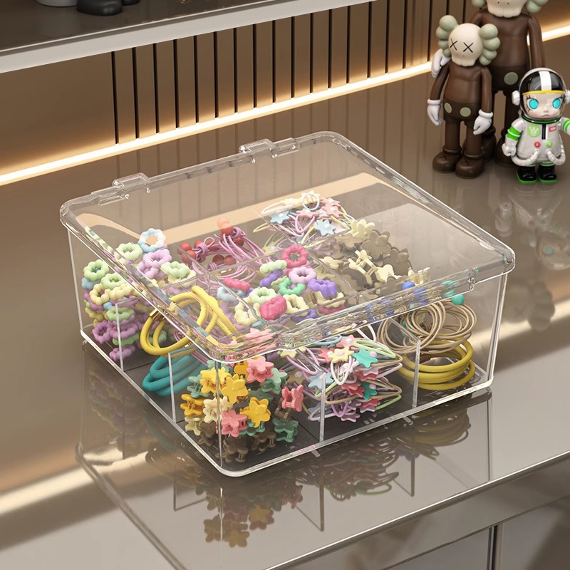 Bar storage box desktop with lid stand display anime peripheral badge acrylic transparent millet storage rack