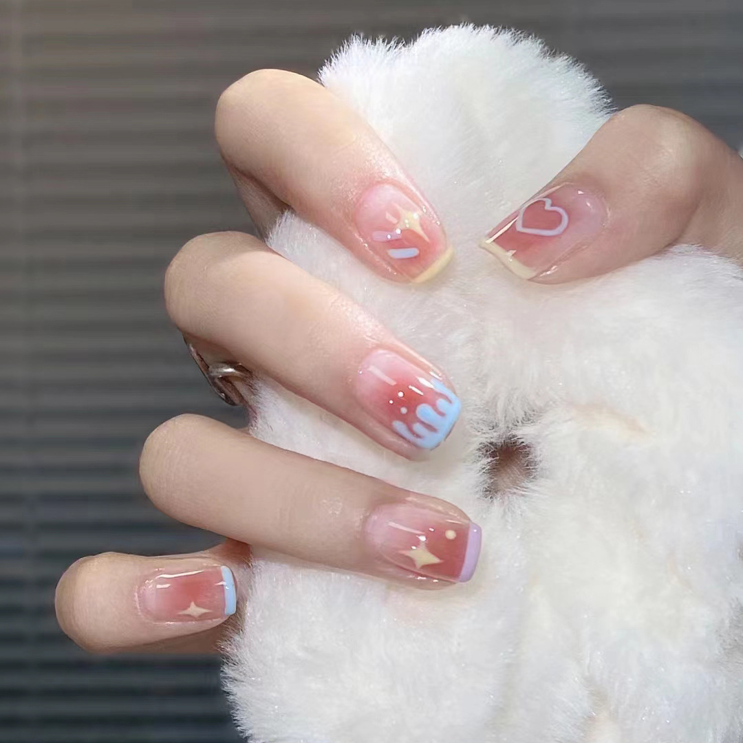 2025 Summer New Style Nail Wearing Armor Ins Advanced Pure Desire Style Wearable Nail Patch Nail Patch Short Style