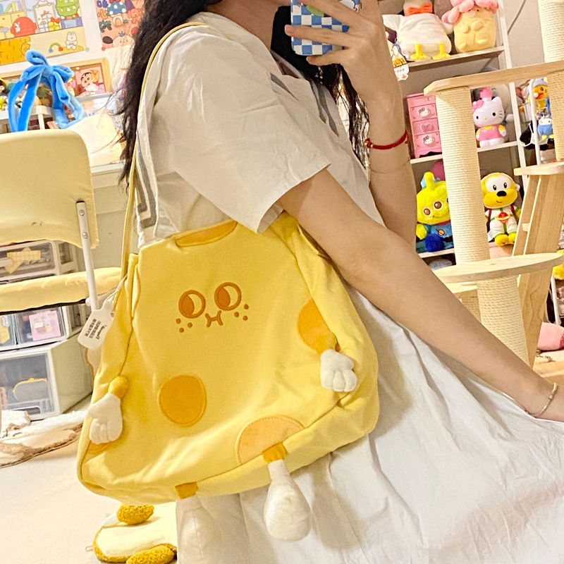 Little Red Book Cheese Cheese Little Man Crossbody Bag Women's Spring and Summer High-grade Texture Canvas Bag Handbag for Girlfriend