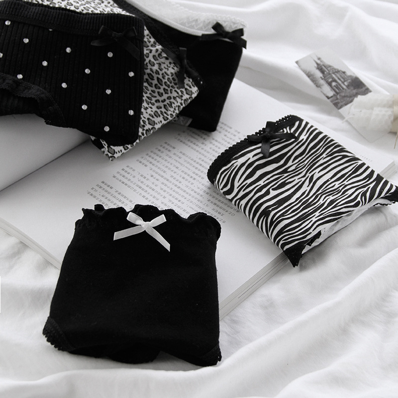 Yujie wind leopard print underwear women's sexy cute little zebra cotton comfortable breathable waist briefs 3130