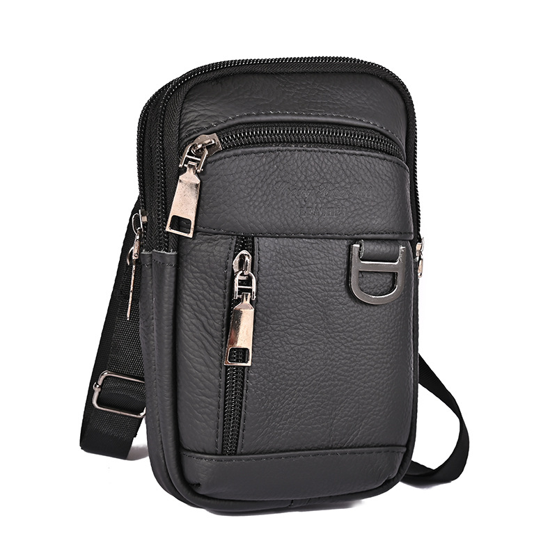Men's Crossbody Bag Small Bag Men's Mini Shoulder Bag Genuine Leather Vintage Mobile Phone Bag Cowhide Waist Bag Multifunctional Bag