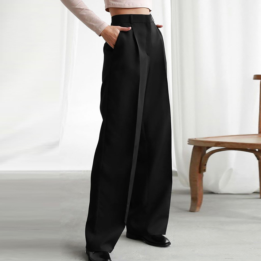 Autumn 2022 New European and American Commuter Casual Pants Trousers Women's Foreign Trade High Waist Wide Leg Pants Draping