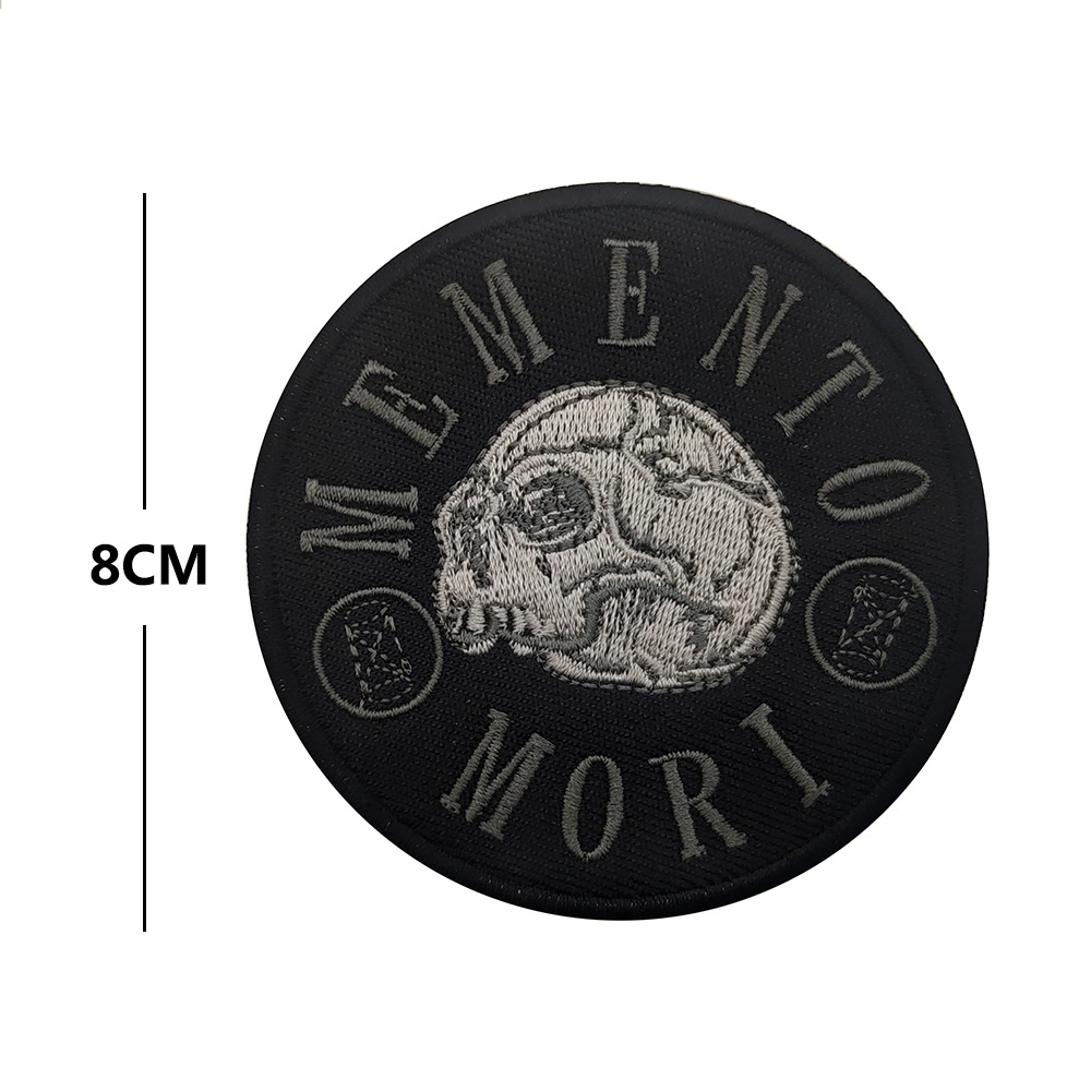 Haike Outdoor Amazon memento mori Warning Embroidered Cloth Sticker Skull Velcro Backpack Sticker Stamp