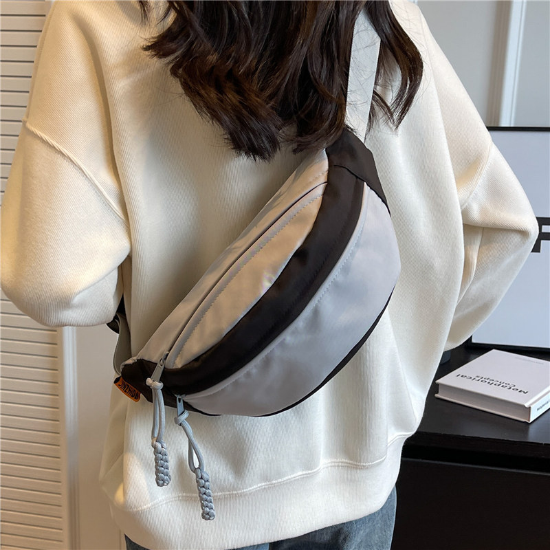 Japanese Color Contrast Chest Bag Women's Ins Casual Simple Crossbody Bag New Student Motorcycle Sports Small Bag All-match Waist Bag