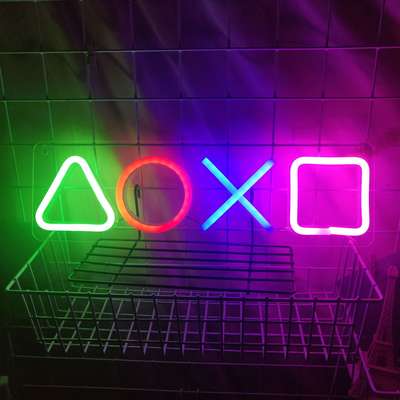 LED backboard acrylic neon game sign XOXO keyboard acrylic transparent game room decoration