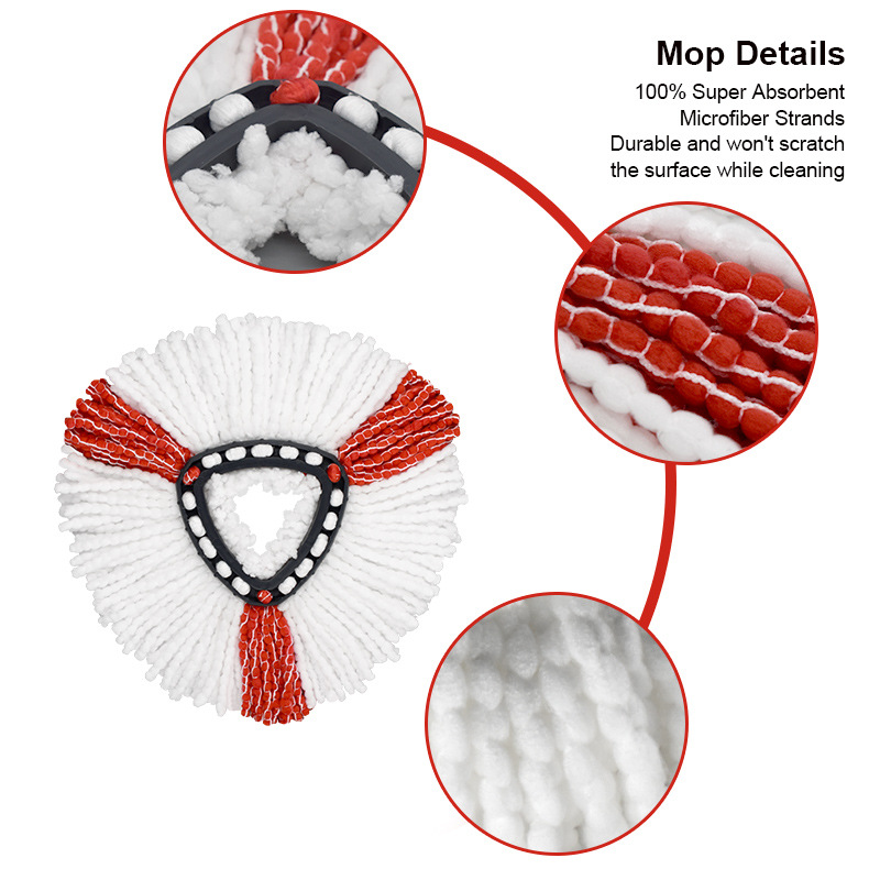 Adapted to Vileda/o-cedar Weilida Turbo Rotating Triangle Cotton Yarn Replacement Mop Head Accessories