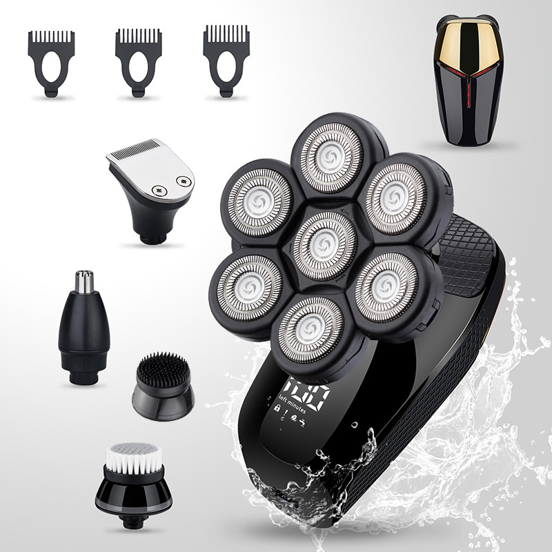 Factory cross-border 7D electric shaver bald self-service Hair Clipper rechargeable razor men's beard shaving head