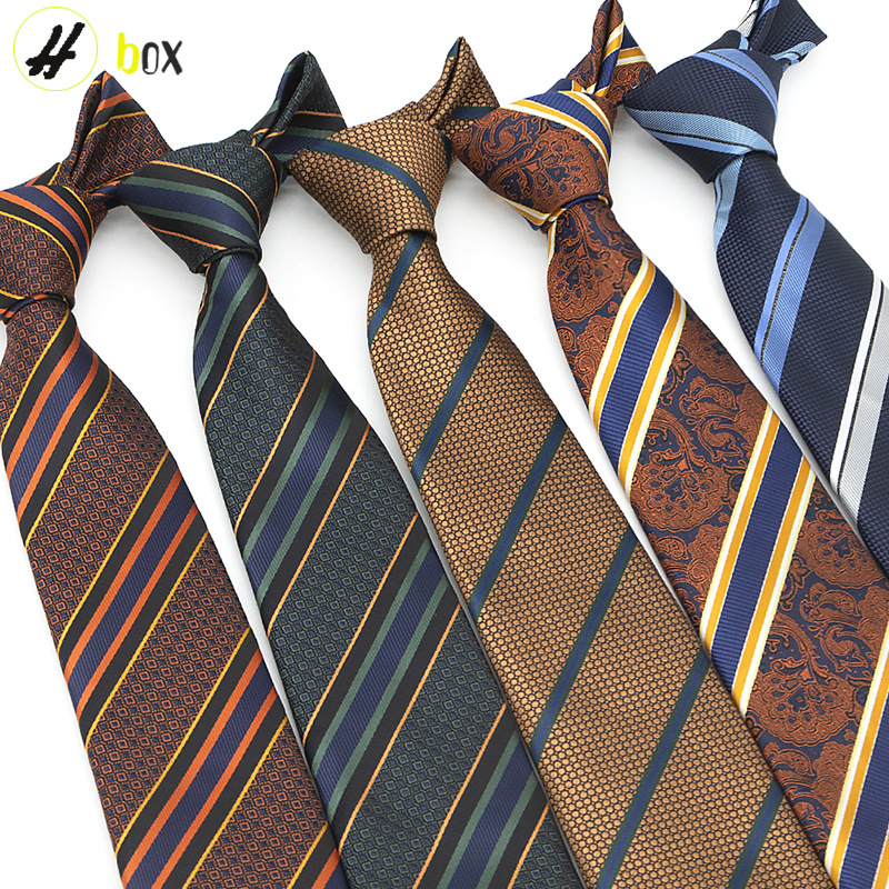 in stock wholesale tie polyester jacquard high dimensional dense fabric men's fashion casual business dress striped tie