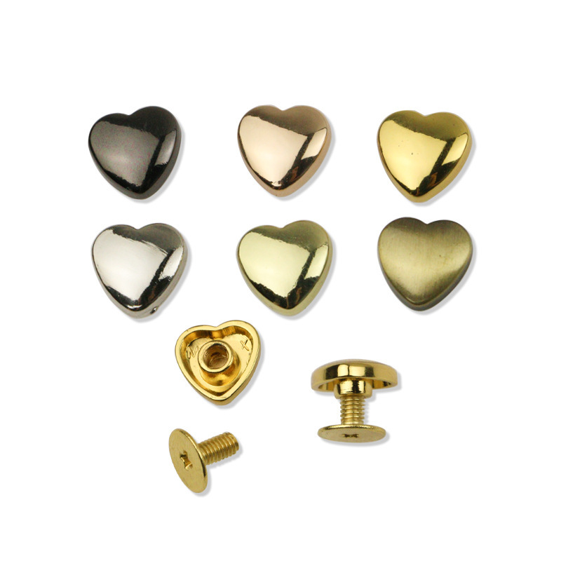 10ミリ幅バッグ手袋の足の箱に革の金属バッグ愛ハート型バケツの足のねじ釘|undefined