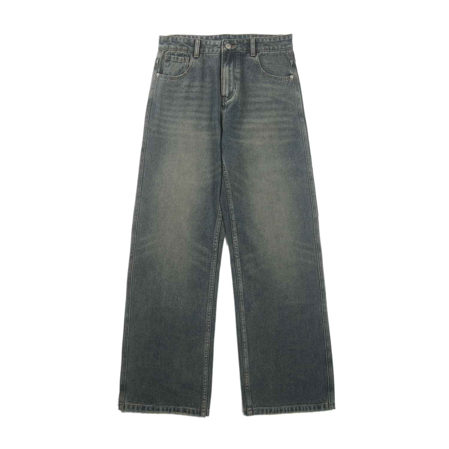 LKTM men's# American retro distressed micro-jeans men's and women's cleanfit loose floor pants