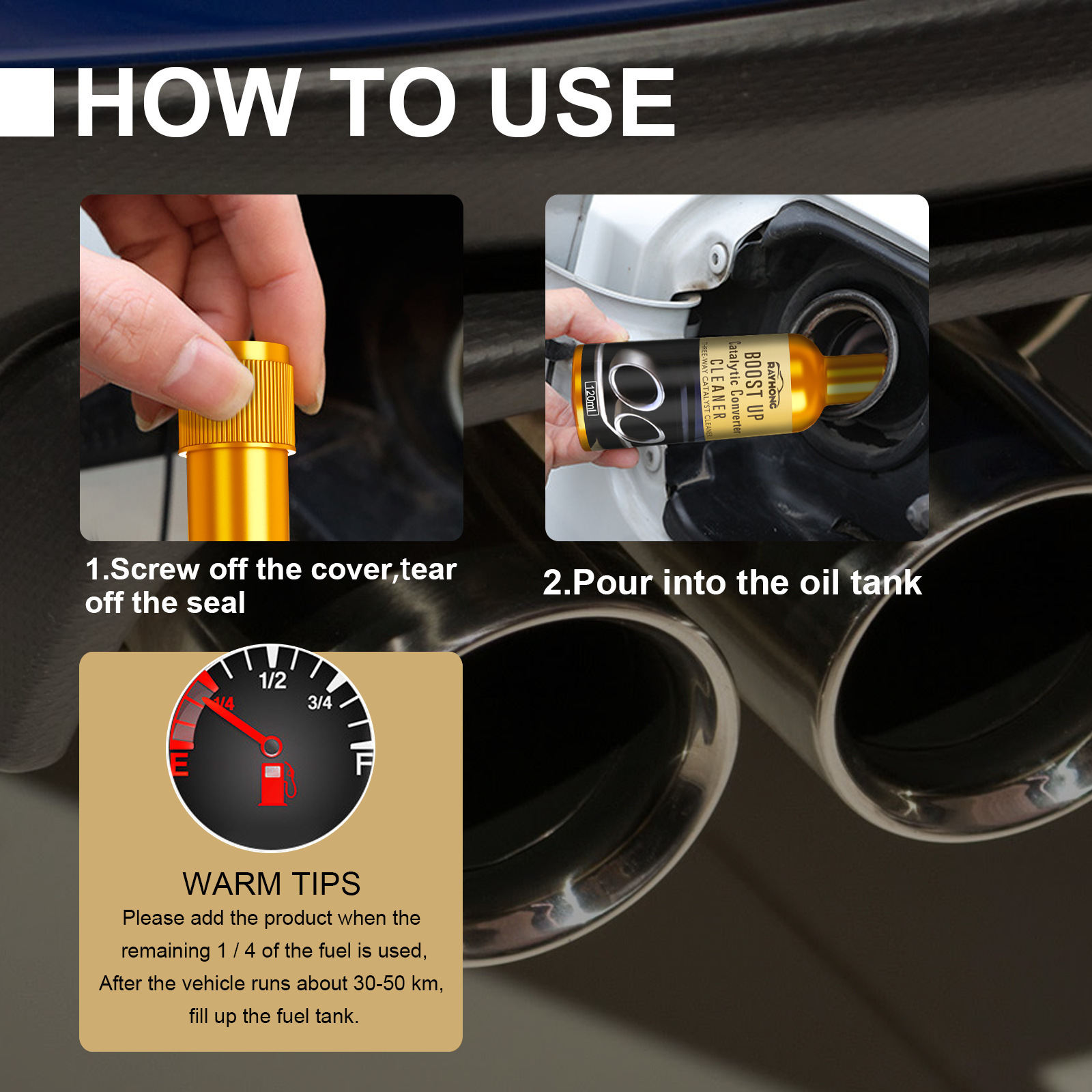 Three-way catalytic cleaner engine internal disassembly-free cleaning exhaust gas carbon removal cleaning agent
