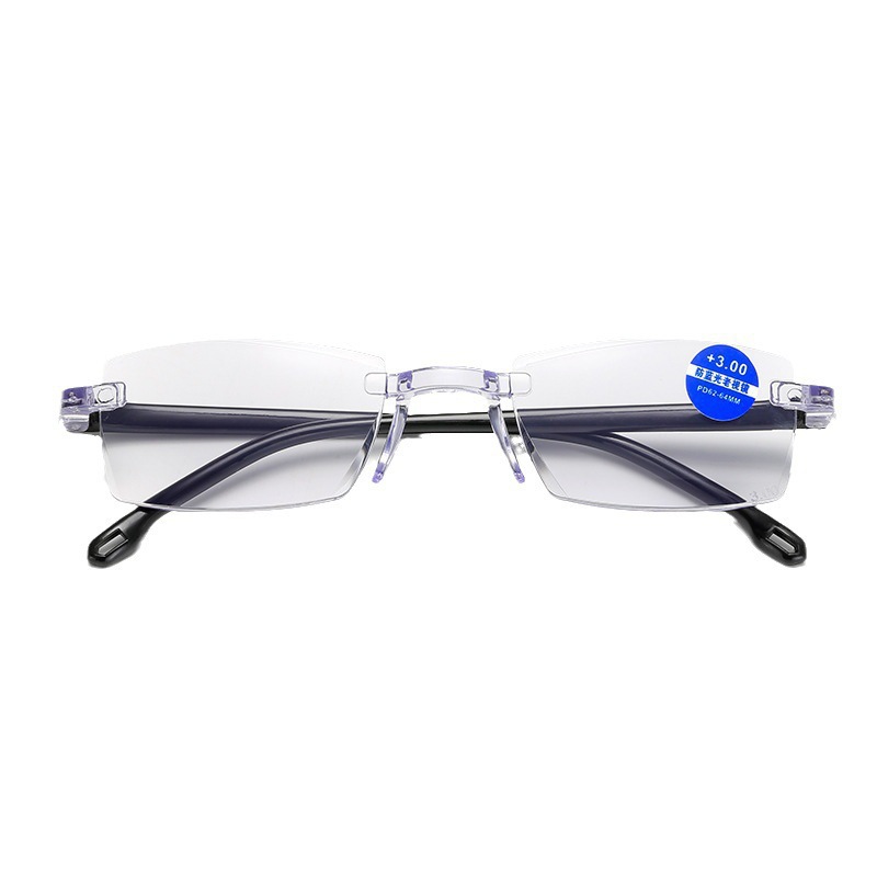 Anti-blue light presbyopic glasses running in rivers and lakes stall glasses wholesale ultra-light frameless Diamond trimming presbyopic glasses manufacturer
