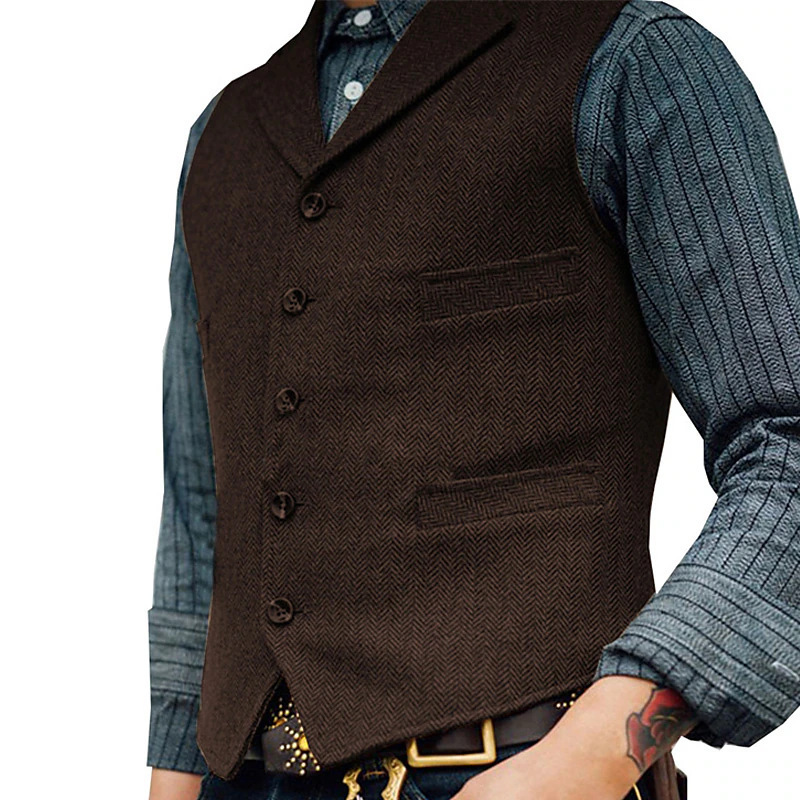 2024 Spring and Autumn Cross-border Wish Korean Fashion New Single-breasted Jacket Vest Men's Sleeveless Top