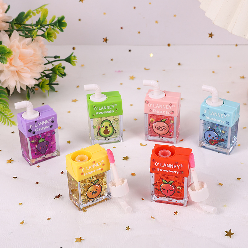 Cross-border explosions 6-color straw gold foil lip glaze non-stick cup non-fading liquid lipstick moisturizing easy-to-color lip oil