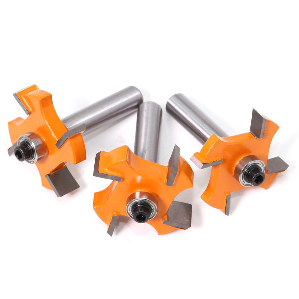 Cross-border 8mm shank 4-blade ball bearing T-shaped cutter T-shaped groove cutter woodworking milling cutter alloy cutter head trimming machine cutter head