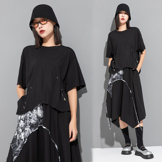 Yamamoto Diablo Style Summer New Short-sleeved T-shirt Design Sense Instagram Style Top Irregular Loose Casual Women's Fashion