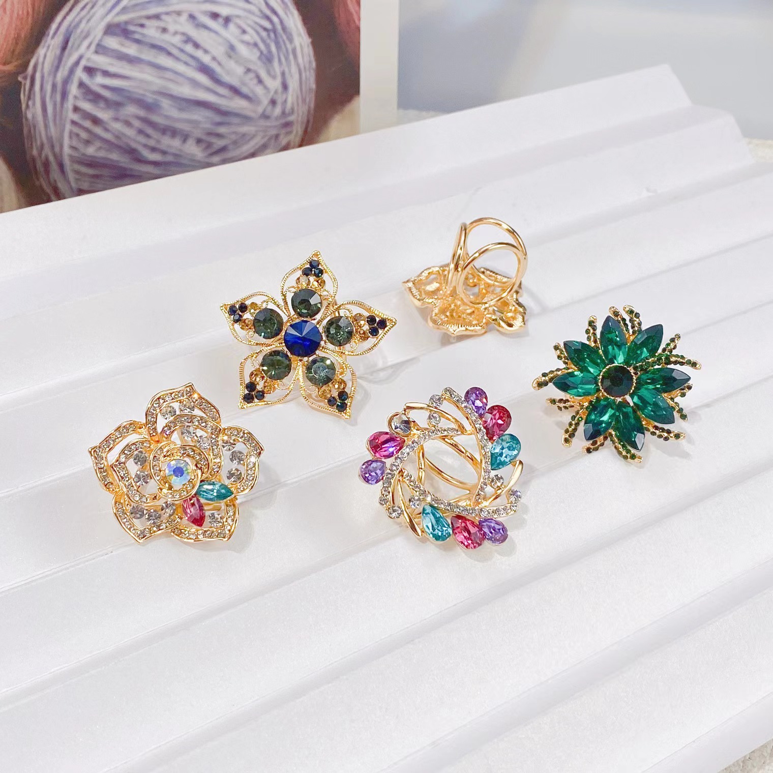 Korean Version New Camellia Three-Ring Alloy Scarf Clip Wholesale Shawl Fashion Flower Scarf Hem Pin Dual-Purpose Match