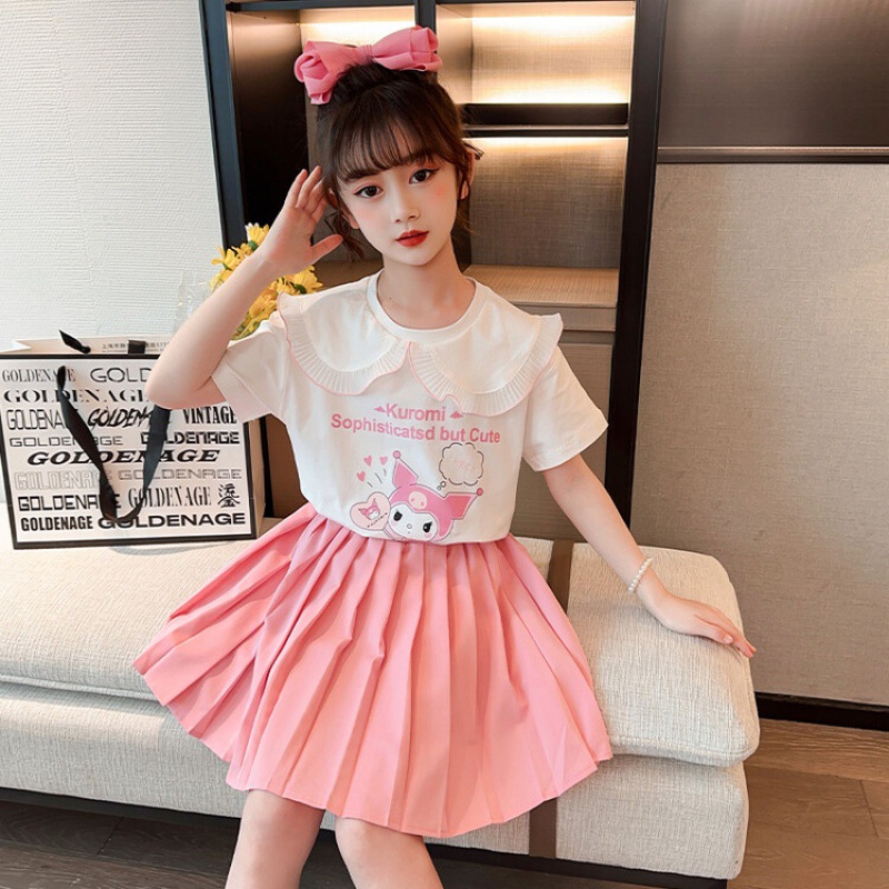 Girls' Summer suit 2024 New Children's Cute Fox Print Casual Children's Fashion Brand Girls' Two-piece Set