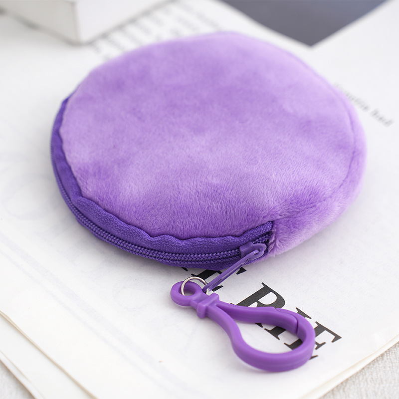 Creative round mini bag children's plush coin purse coin bag earphone storage bag women's multi-color clutch wholesale