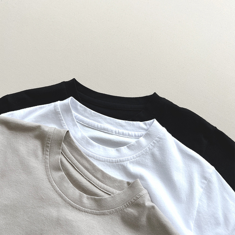 Basic black and white gray ~ children's short sleeve T-shirt summer boys and girls all-match Korean casual loose top baby children's clothing