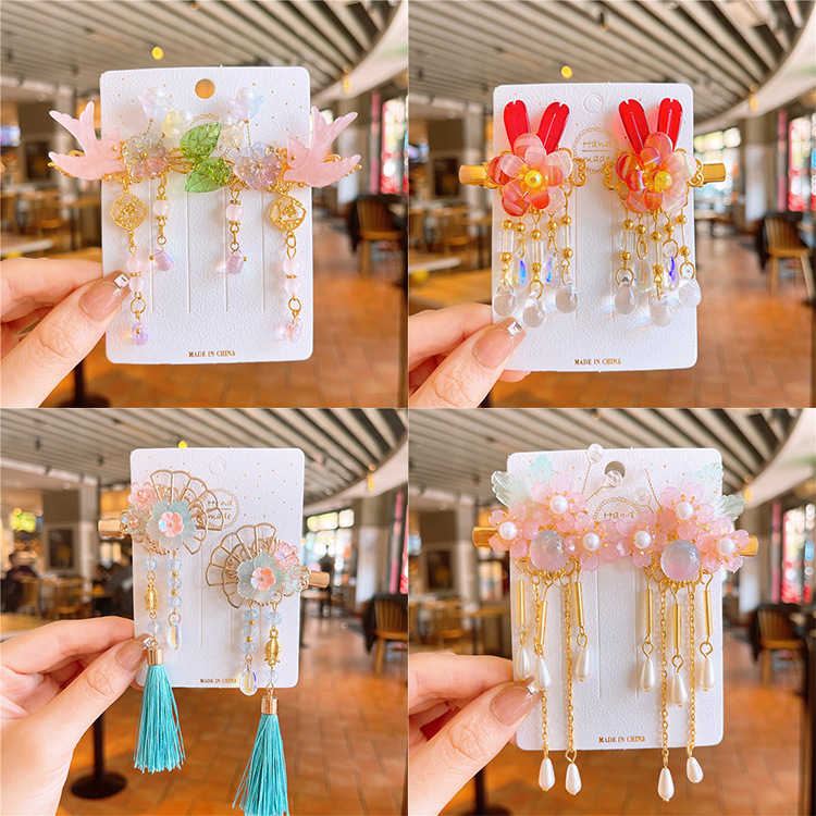 Ancient style pendant tassel hairpin headdress hairpin children's hairpin step shake hair accessories Internet celebrity clip girl accessories