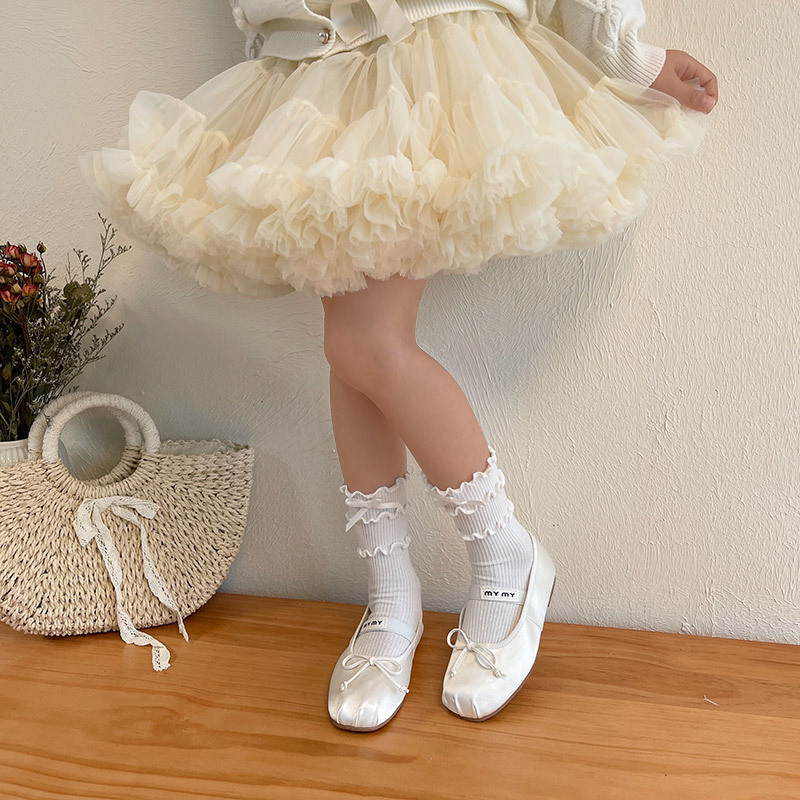hotmoon New Japanese Style Three-Layer Fungus Lace Bow Princess Female Children's Baby Dance Pile Socks Female